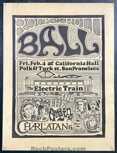 AUCTION - The Charlatans - Rock n' Roll Ball - 1966 Poster - California Hall - Very Good
