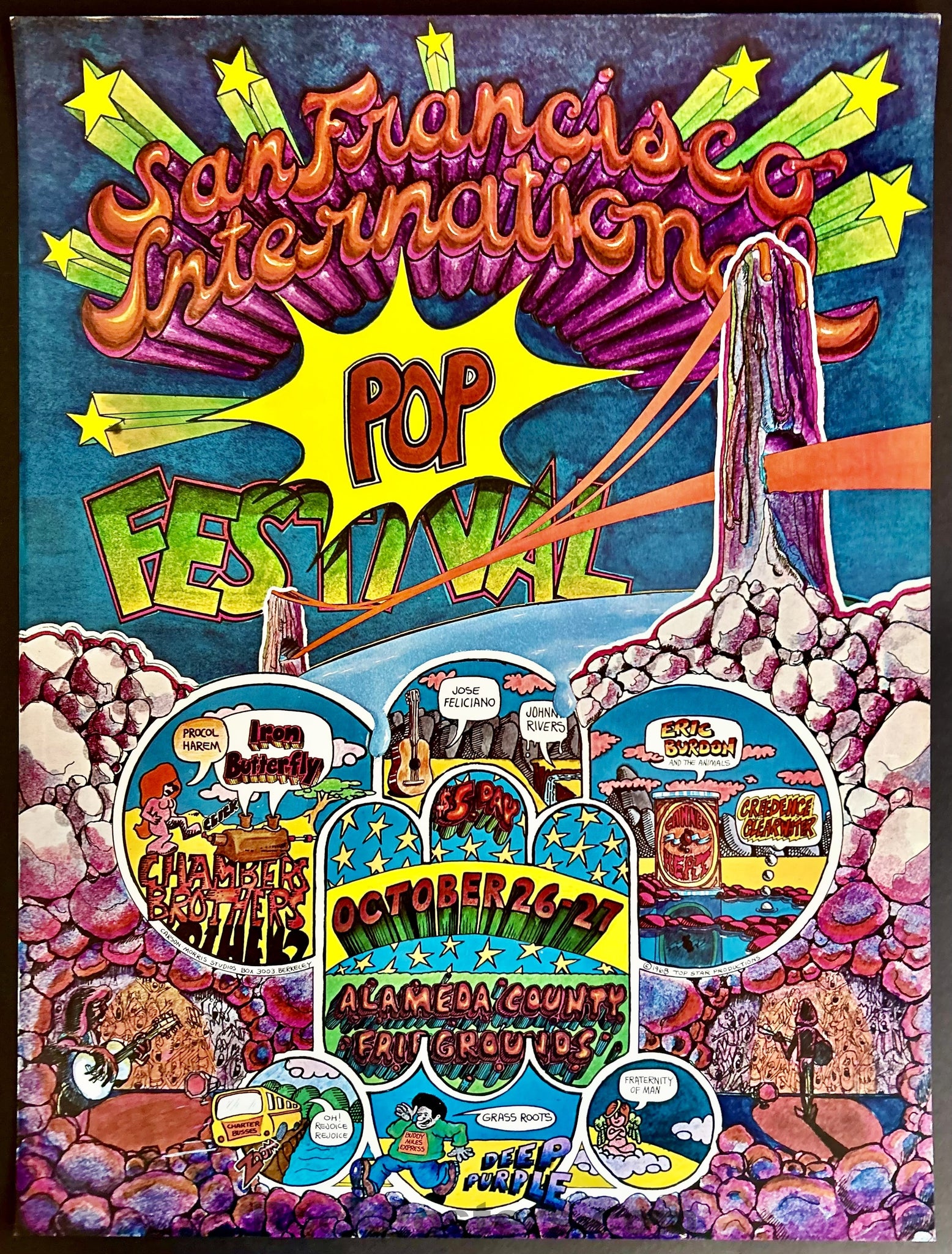 AUCTION - San Francisco International Pop Festival - Creedence/Iron Butterfly - 1968 Poster - Near Mint