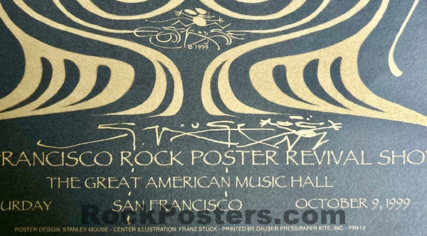 AUCTION -  S.F. Rock Poster Revival Show - Pre TRPS - 1999 Snake Lady - Stanley Mouse Signed Poster - Mint