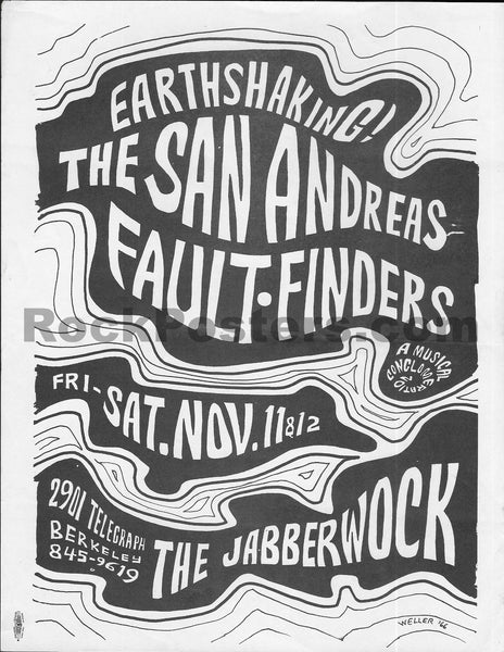 AUCTION - San Andreas Fault Finders - 1966  Handbill - Berkeley - Excellent - SF Rock Posters & Collectibles