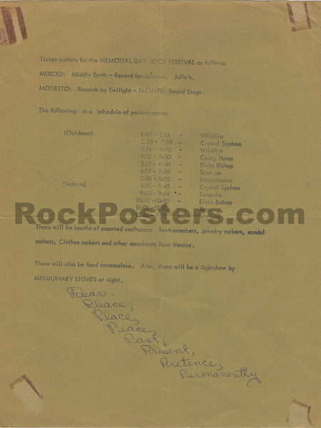 AUCTION - Santana - Norman Orr - 1969 Handbill - Merced, CA - Very Good