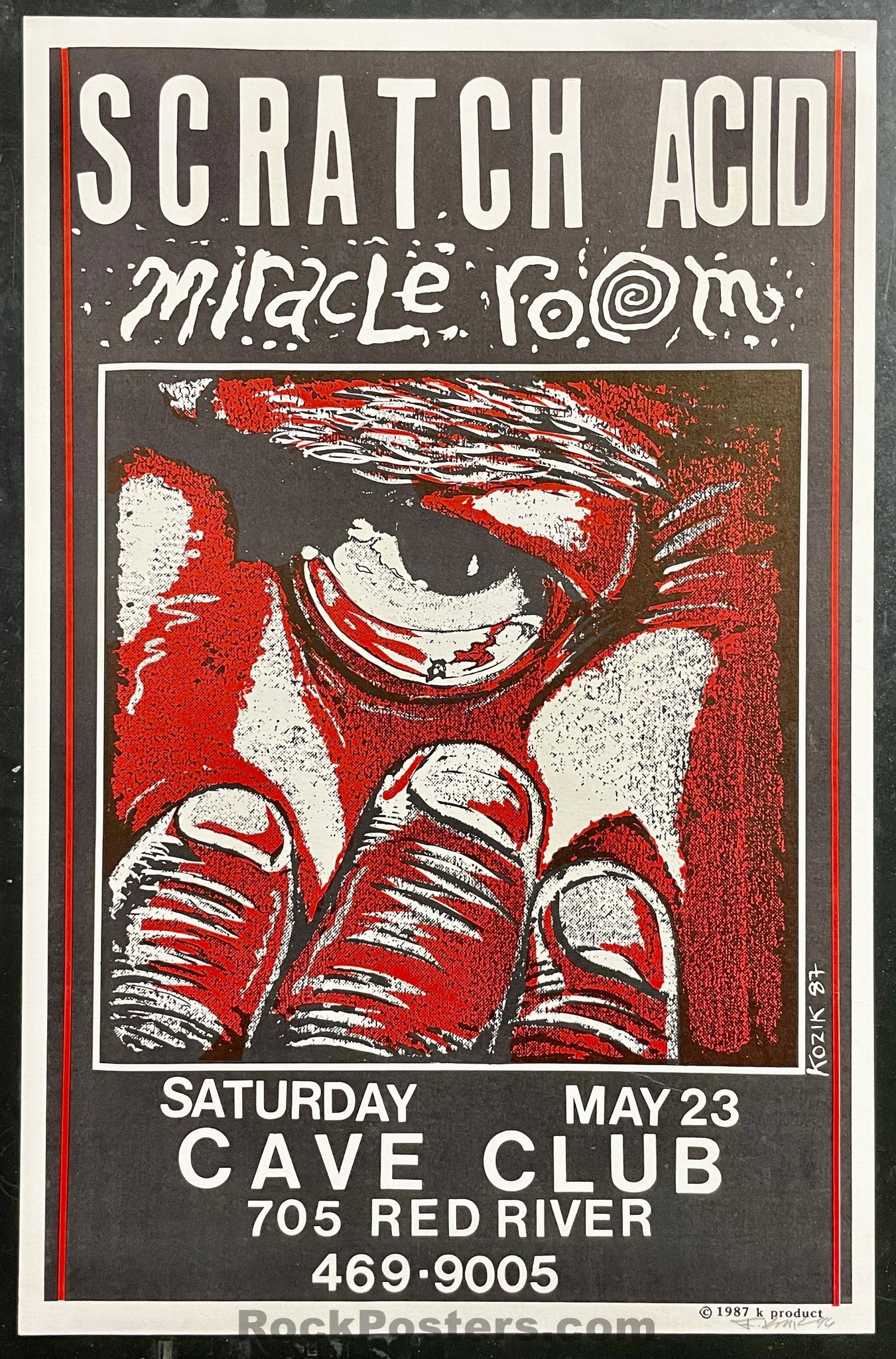 AUCTION - Scratch Acid - Miracle Room - Frank Kozik Signed - 1987 Poster - Austin - Excellent