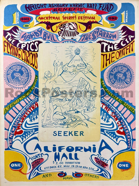 AUCTION - "Ancestral Spirits Festival" - 1967 Poster - California Hall  - Excellent