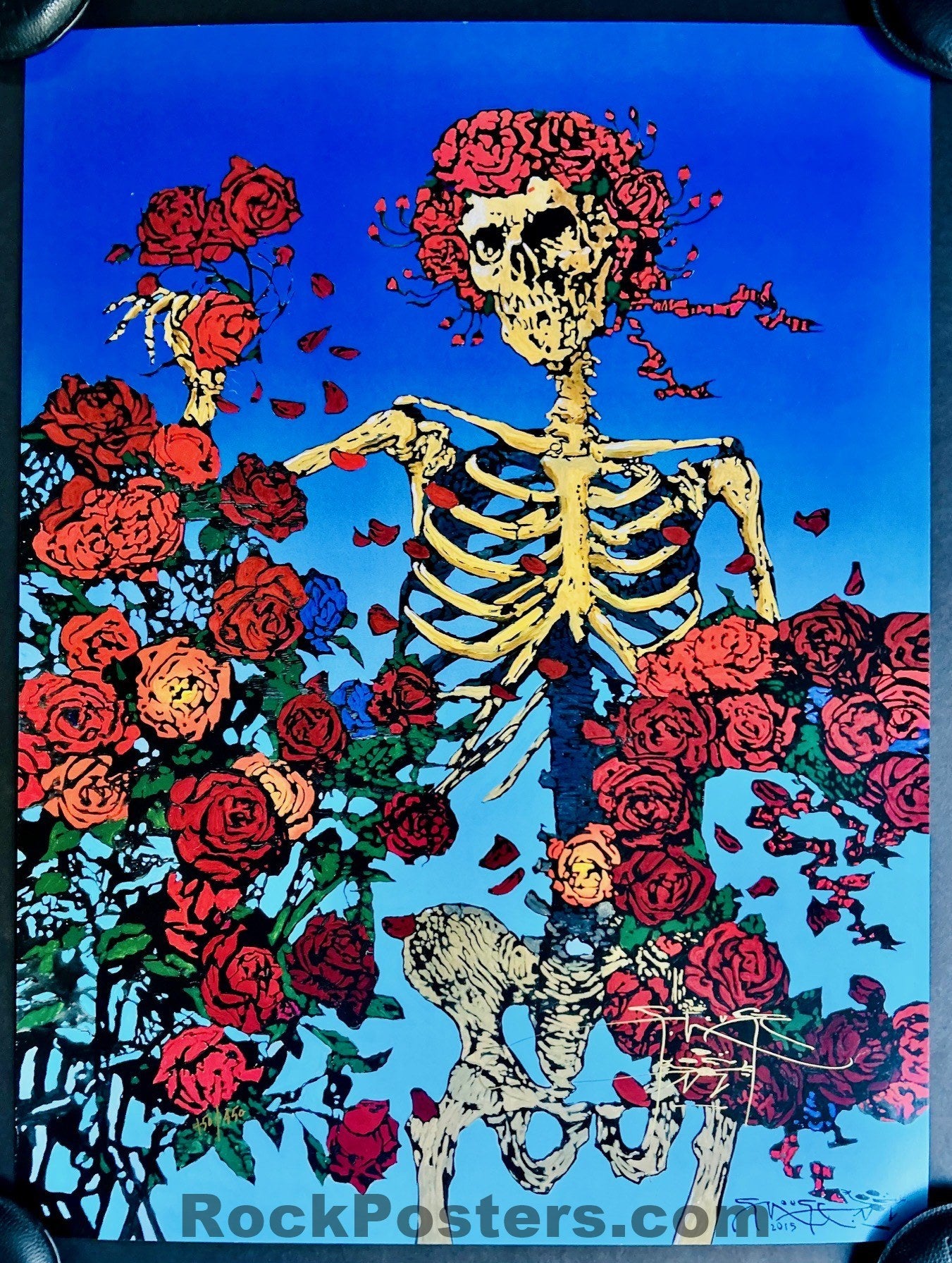 AUCTION - Skeleton & Roses - Grateful Dead - Stanley Mouse Signed - 2015 Poster - Near Mint Minus
