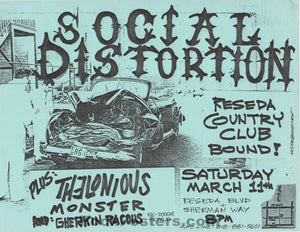 AUCTION - Social Distortion - Thelonious Monster - 1989 Punk Flyer - Reseda Country Club - Near Mint Minus