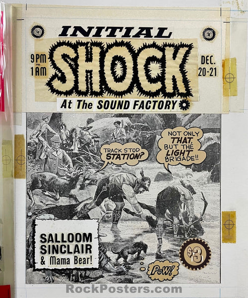 ORIGINAL POSTER ART - Initial Shock  - J.L. Pennington - 1968 Ink & Collage - Sound Factory - Excellent