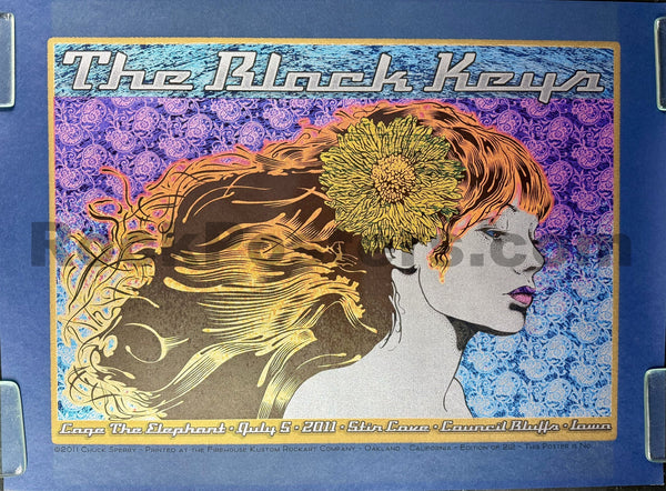 AUCTION - Black Keys - Council Bluffs '11 - Blue Linen Edition - Chuck Sperry - Mint