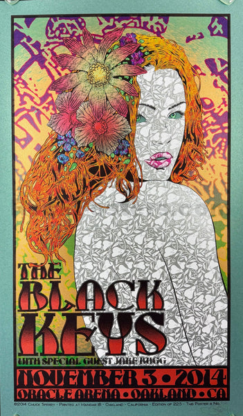 The Black Keys - Oakland '14 - Chuck Sperry - Dark Green Metallic - Mint - SF Rock Posters & Collectibles