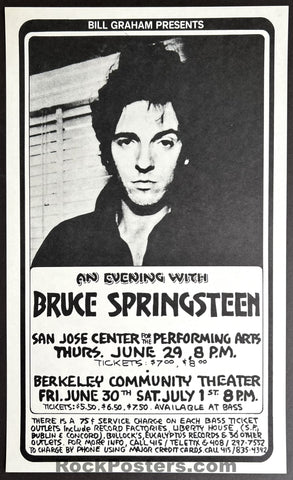 AUCTION -  Bruce Springsteen - Berkeley Community Theatre - 1978 Poster - Randy Tuten - Mint
