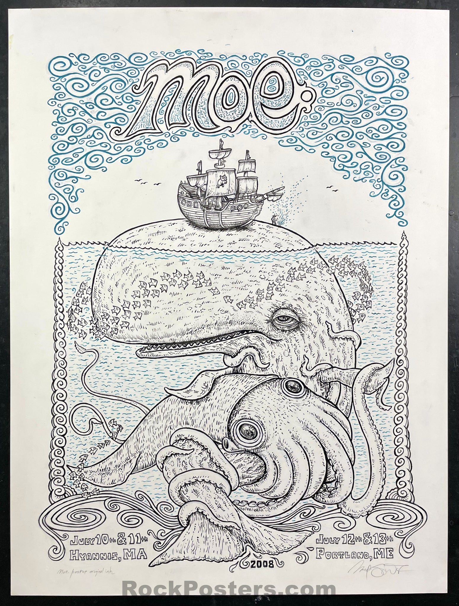 AUCTION - Original  Poster Art - Marq Spusta - moe - Portland Hyannis 08  - Near Mint