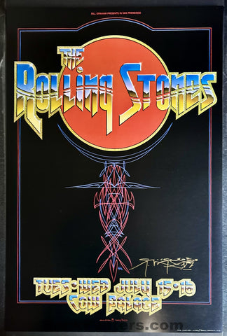 AUCTION - AOR 4.41 - Rolling Stones - Stanley Mouse Signed - 1975 Poster - Cow Palace San Francisco - Near Mint