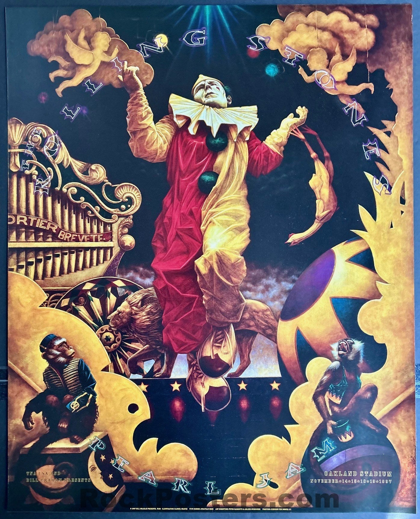 AUCTION - Rolling Stones/Pearl Jam - 1997 Bill Graham Poster - Oakland Coliseum - Near Mint