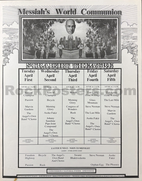 AUCTION - Timothy Leary - Sons of Champlin - 1969 Poster - Straight Theater - Excellent