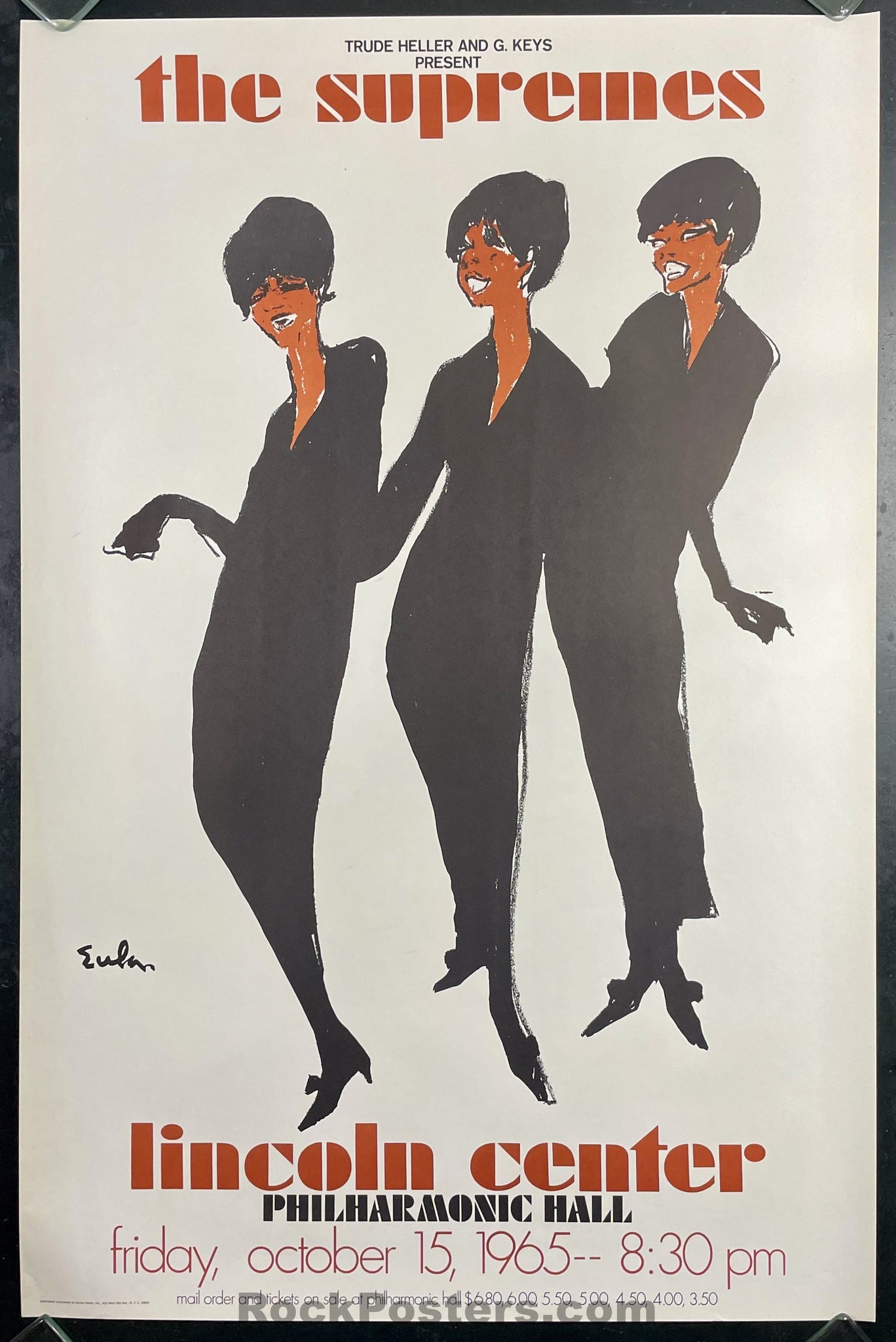 AUCTION - The Supremes - Original 1965 Poster - Lincoln Center -  New York City - Excellent