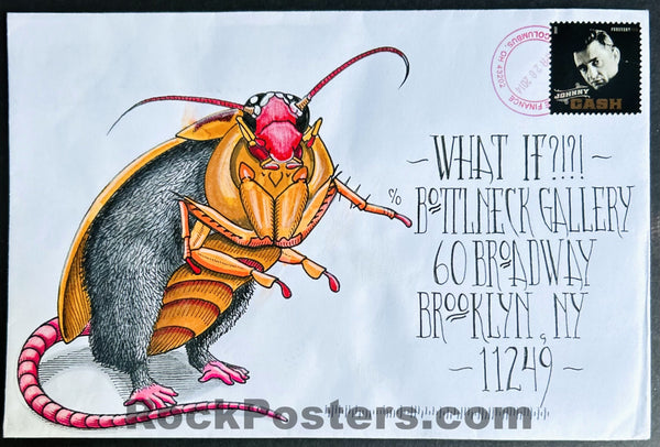 AUCTION - One of a Kind - Original Hand Painted Mailed Envelope - 2014 Bottleneck Gallery - Craig McCudden aka Tapecat - Excellent