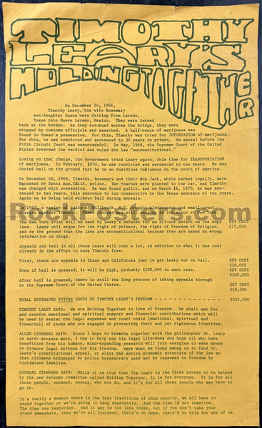 AUCTION - Timothy Leary -  Holding Together - 1970 Broadside - Excellent