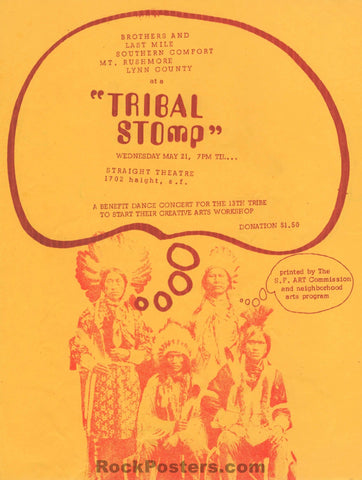 AUCTION - Tribal Stomp - Straight Theater Benefit - 1969 Handbill - Excellent