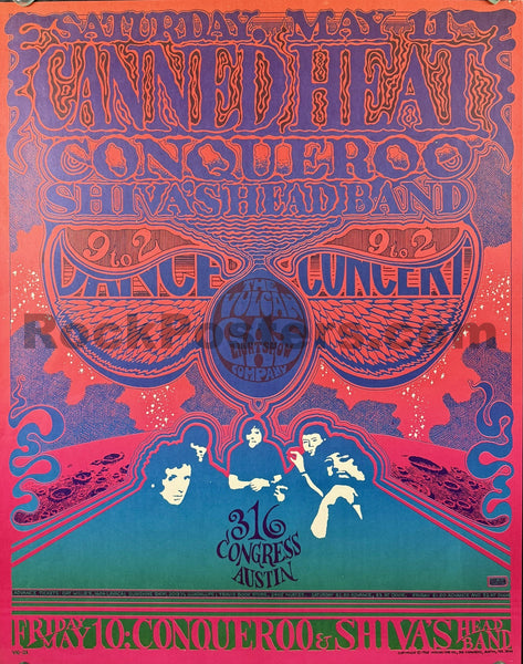AUCTION - Canned Heat - Gilbert Shelton - 1968 Poster - Vulcan Gas Co. - Excellent