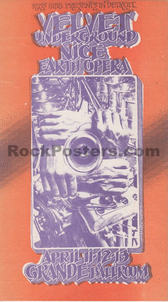 AUCTION - Velvet Underground - Gary Grimshaw - 2-Sided 1969 Handbill - Grande Ballroom - Near Mint