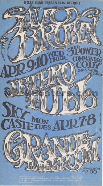 AUCTION - Velvet Underground - Gary Grimshaw - 2-Sided 1969 Handbill - Grande Ballroom - Near Mint