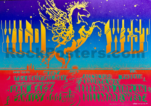 AUCTION - Jefferson Airplane - "Wild West" - Victor Moscoso Signed - 1969 Poster - Fillmore West - Excellent