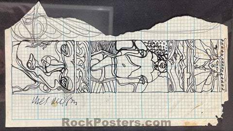 AUCTION - Original Artwork - Wes Wilson Signed - Drawing - 1967 Framed - Excellent