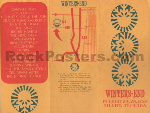 AUCTION - Grateful Dead - Sly & the Family Stone - 1970 Festival Brochure - Miami, FL - Excellent