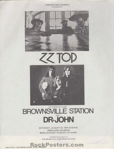 AUCTION - ZZ Top/Dr. John - 1974 2-sided Handbill - Portland OR - Near Mint Minus