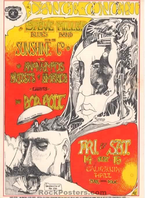 AOR 2.138 - Steve Miller Blues Band - 1967 Handbill - California Hall - Near Mint - SF Rock Posters & Collectibles