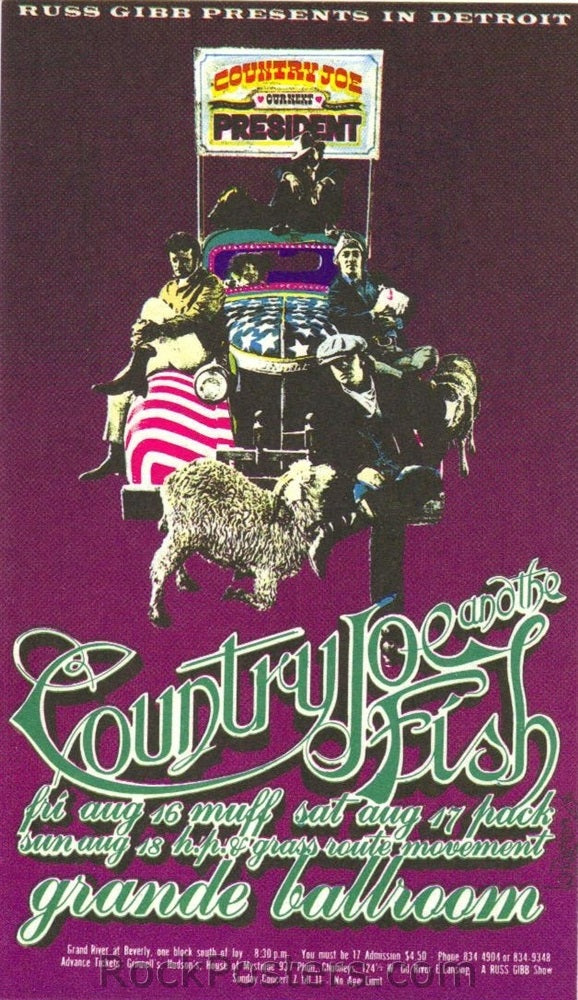 AOR3.156 - Country Joe & the Fish Handbill - Grande Ballroom - Condition - Mint