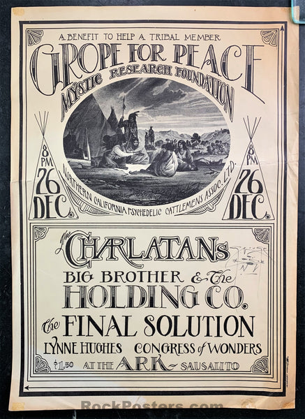 AUCTION - AOR 2.130 - Grope For Peace Charlatans - Mouse Signed - 1966 Poster - The Ark - Good