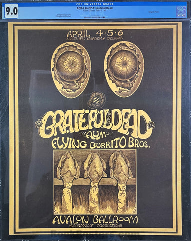 AUCTION - AOR 2.26 - Grateful Dead Flying Burrito - 1969 Poster - Avalon Ballroom - CGC Graded 9.0