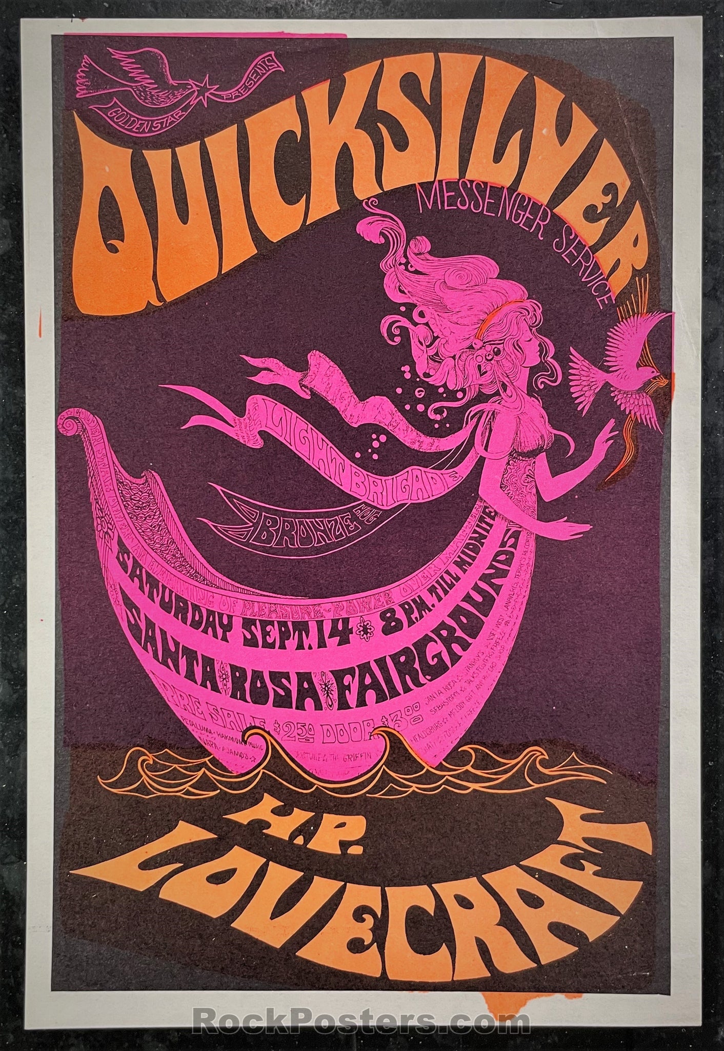 AUCTION - AOR 2.331 - Quicksilver - 1968 Handbill - Santa Rosa - Near Mint Minus