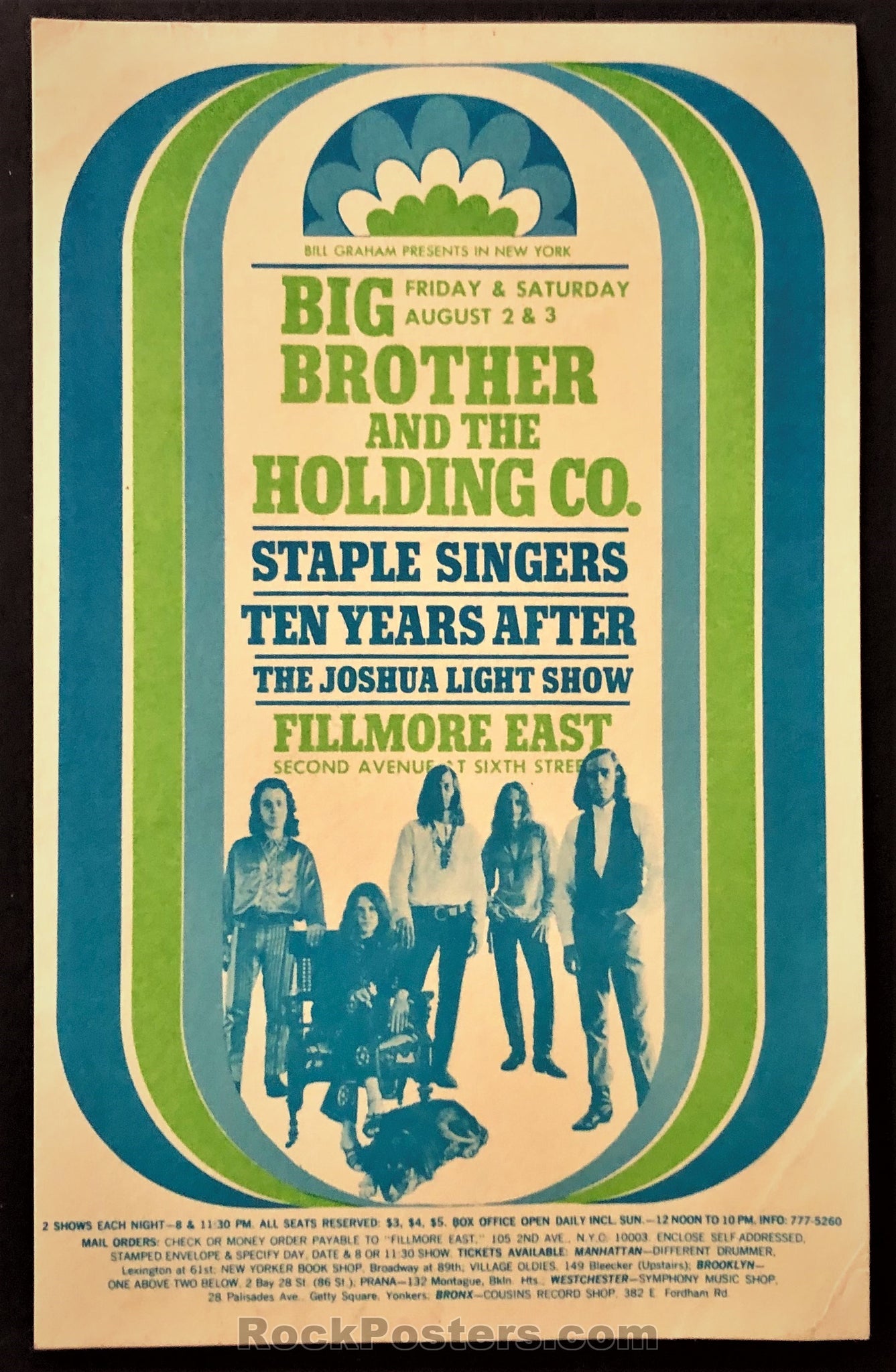 Auction - AOR-2.97 - Big Brother Janis Joplin - Fillmore East 1968 Postcard - Excellent