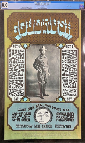 AUCTION - AOR-3.23 - Santana John Fahey - 1969 Poster - Gold Rush Festival - CGC Graded 8.0