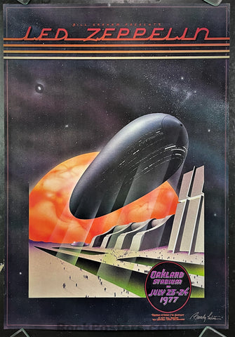 AUCTION - AOR-4.50 - Led Zeppelin -  Randy Tuten Signed - 1977 Poster - Oakland Coliseum - Near Mint Minus