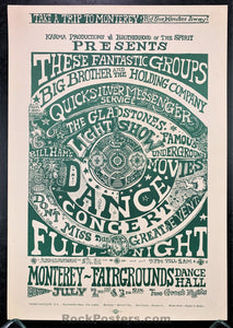 AUCTION - AOR 3.33 - Big Brother Janis Joplin - 1966 Poster   - Monterey Fairgrounds - Excellent