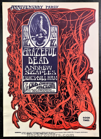 AUCTION - AOR 2.185 - Grateful Dead 1st Anniversary - 1968 Poster - Cheese Factory - Excellent