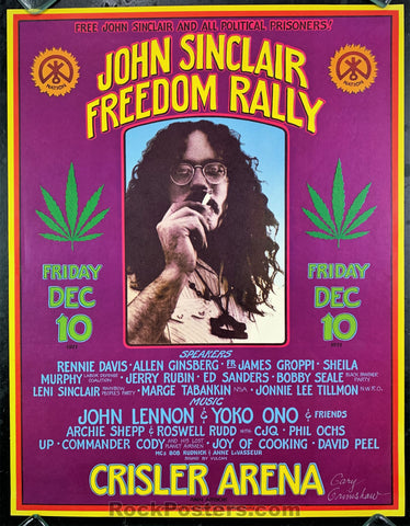 AUCTION - AOR 4.194 - John Lennon Sinclair Freedom Rally - Grimshaw Signed - 1971 Poster - Crisler Arena - Excellent