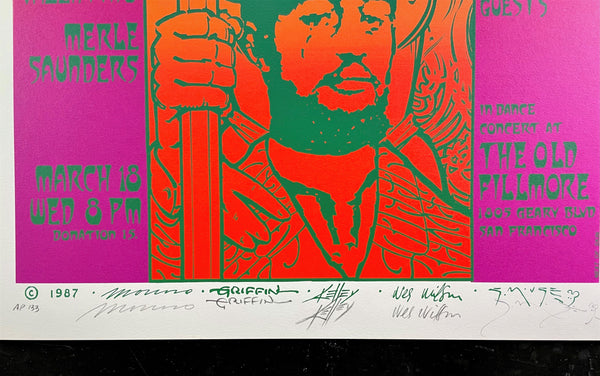 AUCTION - Artist Rights Today - BIG FIVE SIGNED - Jerry Garcia 1989 Poster  - Near Mint Minus
