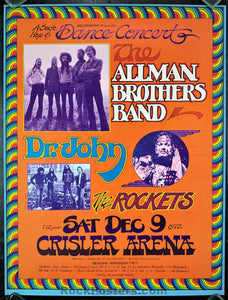 AUCTION - AOR 4.192 - Allman Brothers Dr. John 1972 - Gary Grimshaw Poster - Crisler Arena - Near Mint Minus