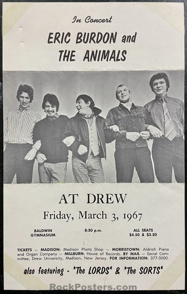 AUCTION - Eric Burdon and the Animals - 1967 Handbill and Program - Excellent