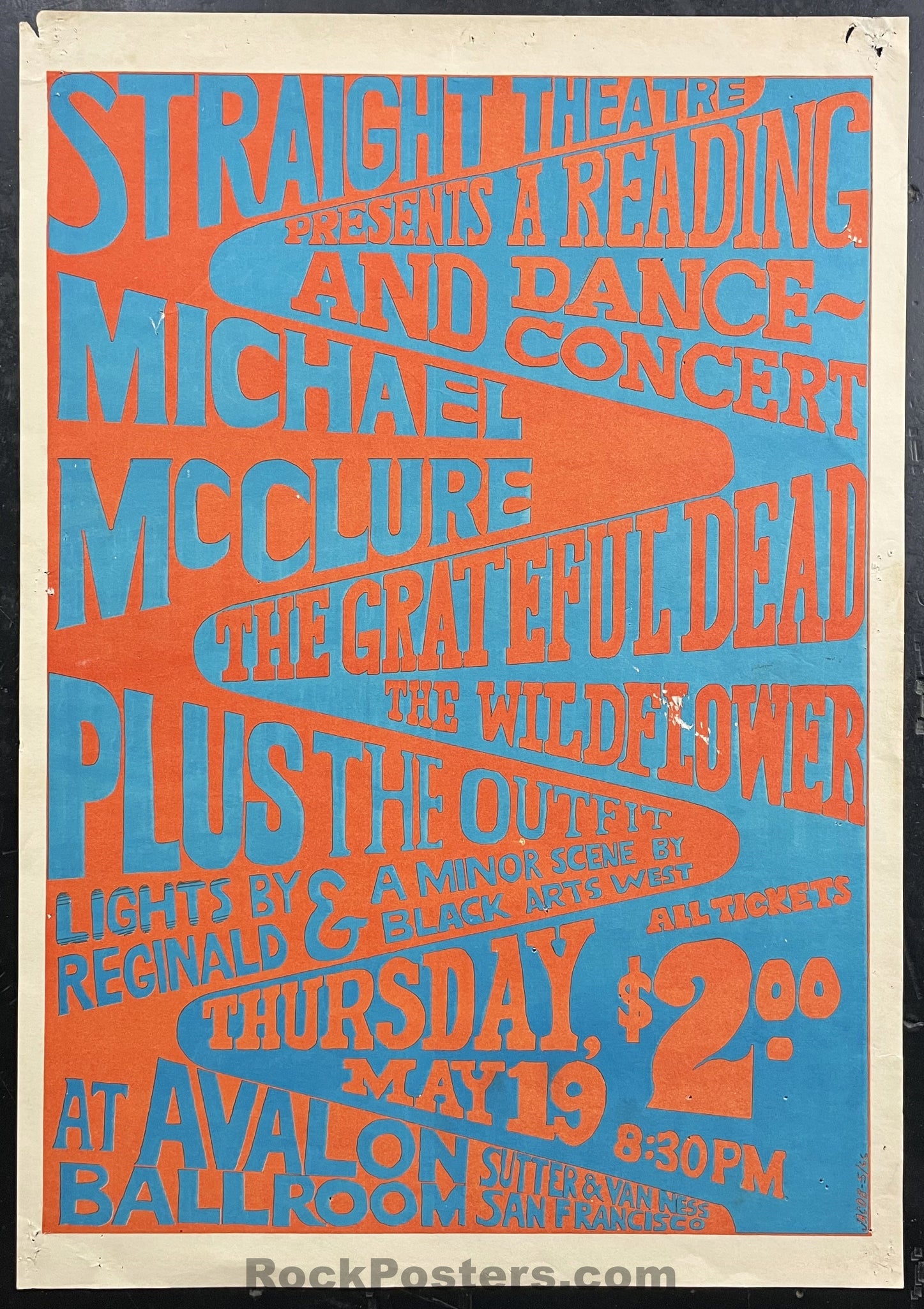 AUCTION - AOR 2.16 - Grateful Dead - 1966 Poster - Avalon Ballroom - Very Good