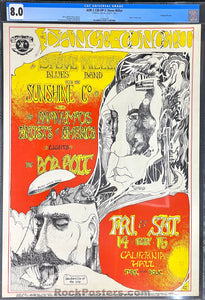 AUCTION - AOR 2.138 - Steve Miller - Greg Irons - 1967 Poster - California Hall  - CGC Graded 8.0