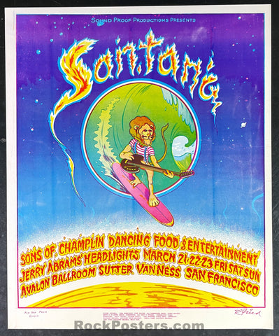 AUCTION - AOR 2.31 - Santana Sound Proof - 1969 Poster - Avalon Ballroom - Near Mint Minus
