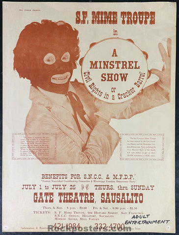 AUCTION - AOR 2.32 - SF Mime Troupe - 1965 Cardboard Poster - Sausalito - Excellent