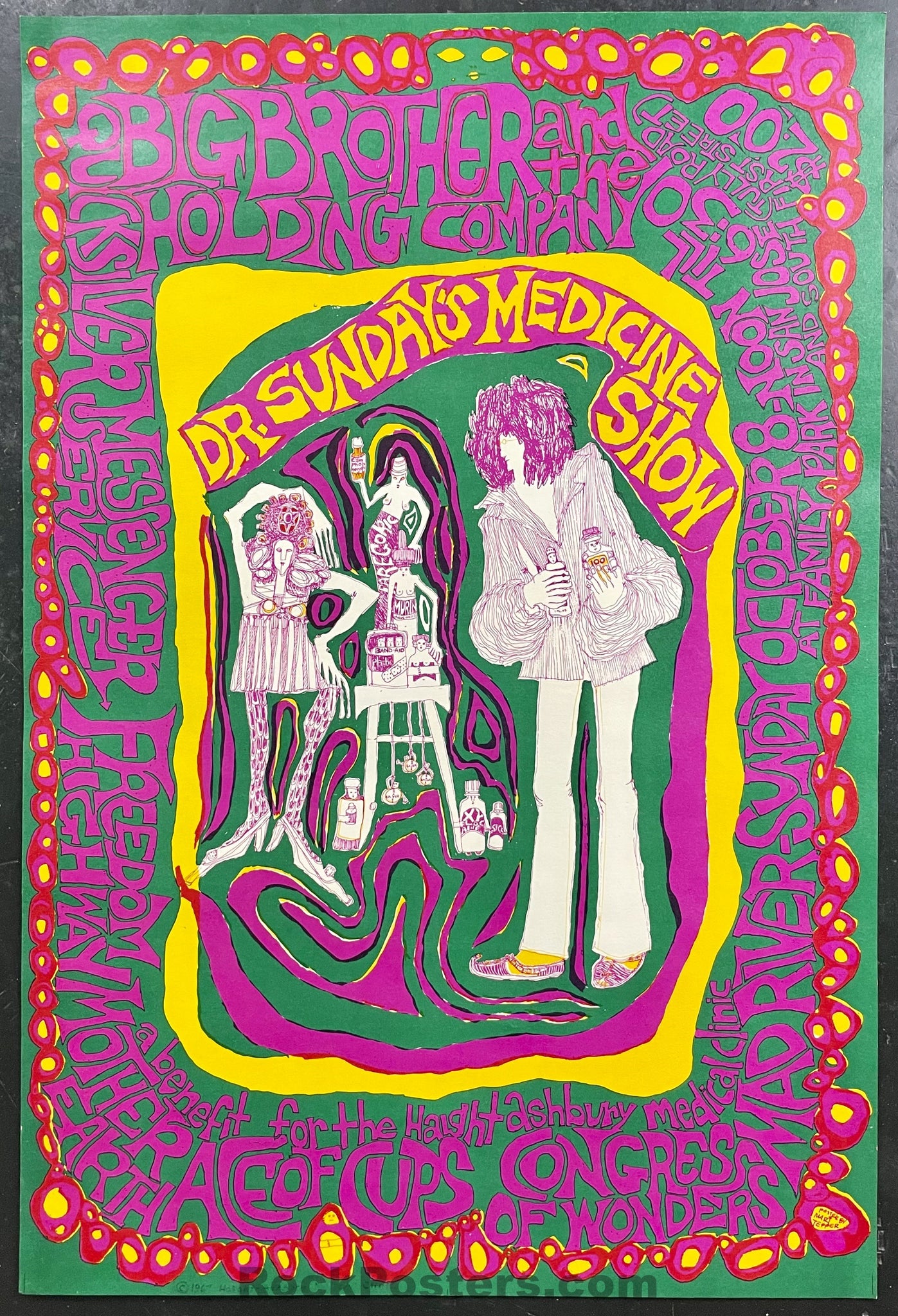 AUCTION - AOR 2.339 - Janis Joplin Big Brother - 1967 Poster - San Jose - Near Mint Minus