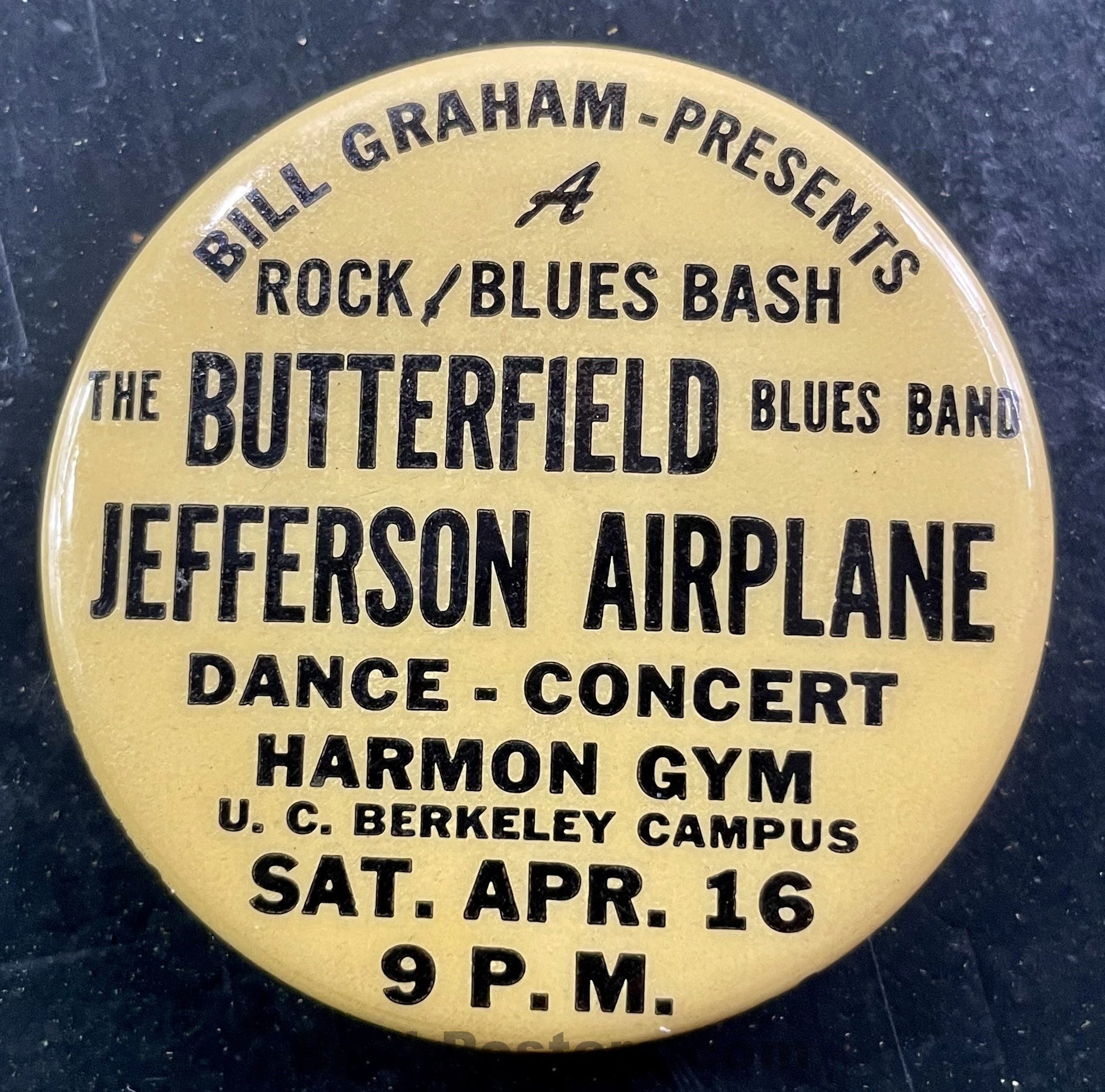 AUCTION - AOR 2.54 - BG-3 - Jefferson Airplane - 1966 Promo Button - Near Mint