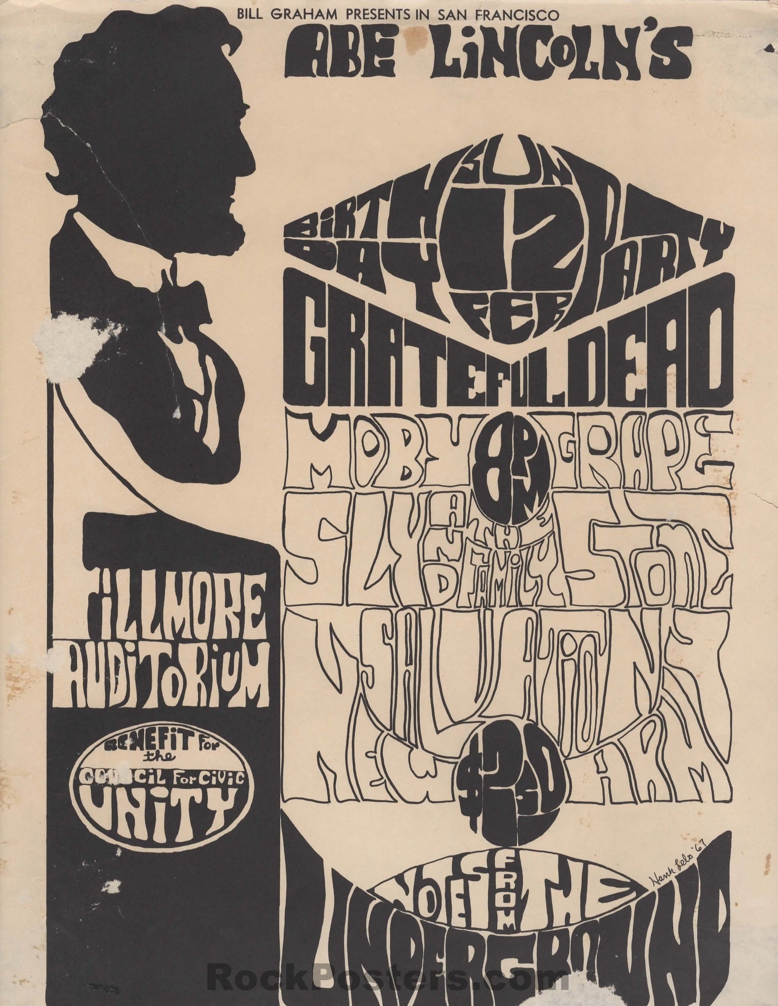 AOR 2.73 - Grateful Dead - 1967 Handbill - Fillmore Auditorium - Rough