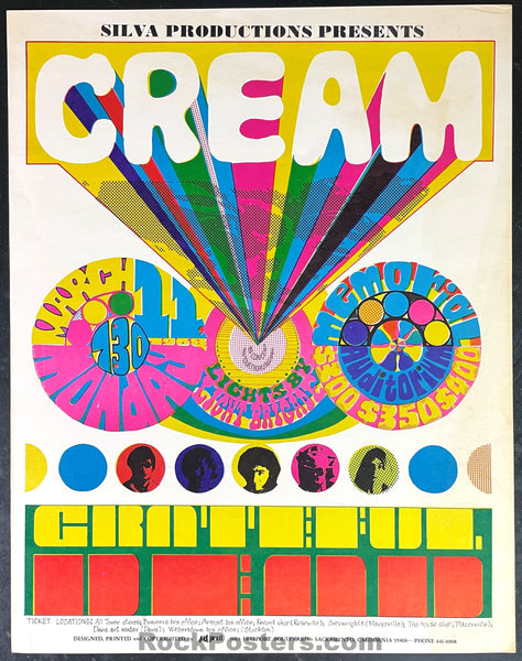 AUCTION - AOR 3.10 - Cream Grateful Dead - 1968 Poster - Sacramento - Excellent
